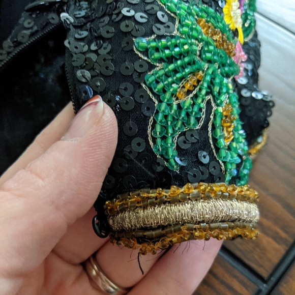 Richilene 1970s 1980s Floral Sequin Embroidered Beaded Gown - Picture 10 of 12